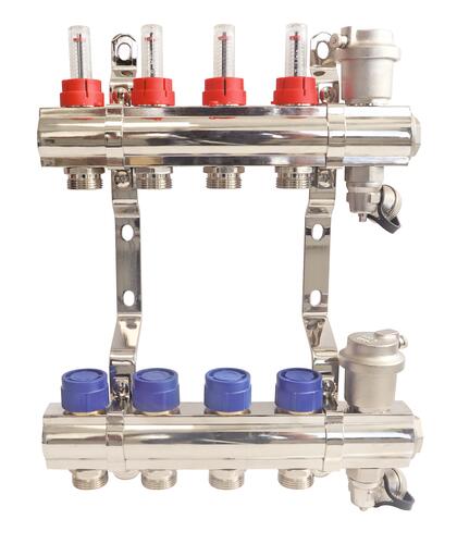 Collecteur PCBT 4 départs en laiton chromé - SOMATHERM